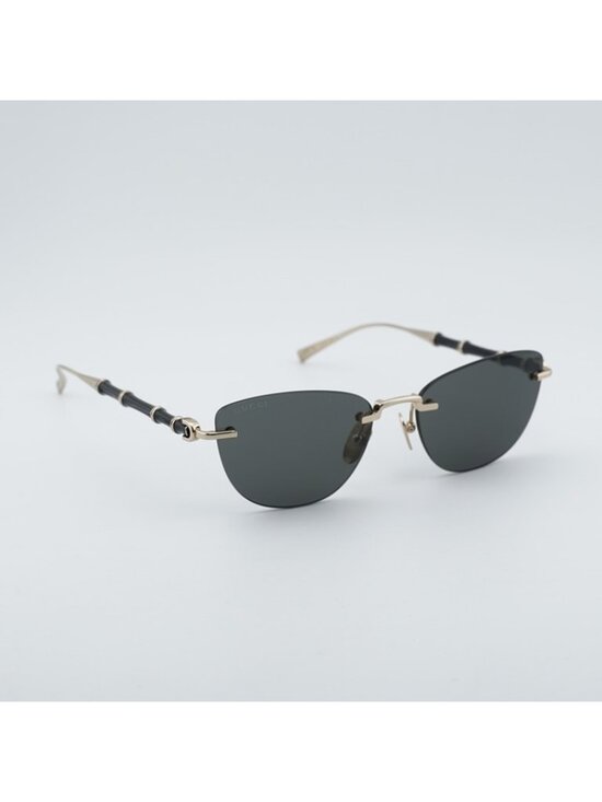 Gucci GG2063S 002 Sunglasses Shiny Endura Gold Cat Eye Frame, Grey Lenses main image 10